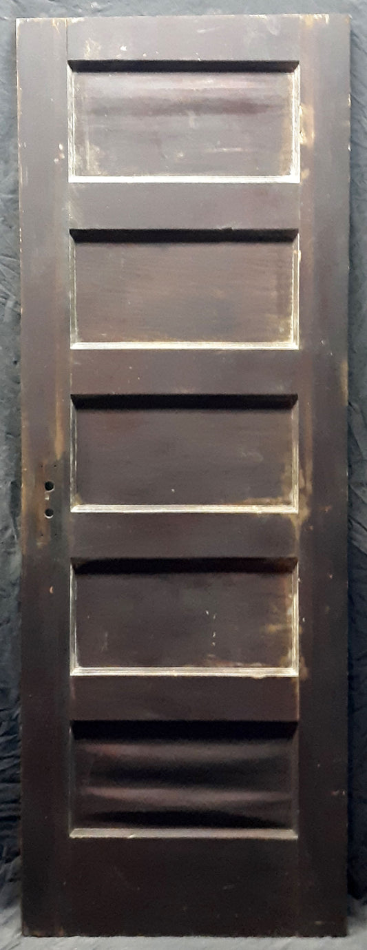 28"x77" Antique Vintage Old Salvaged SOLID Wood Wooden Interior Door 5 Panels