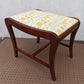 Antique Vintage Old Victorian SOLID Wood Wooden Kneeling Bench Foot Stool Ottoman Plant Stand Floral Fabric Needlepoint Design