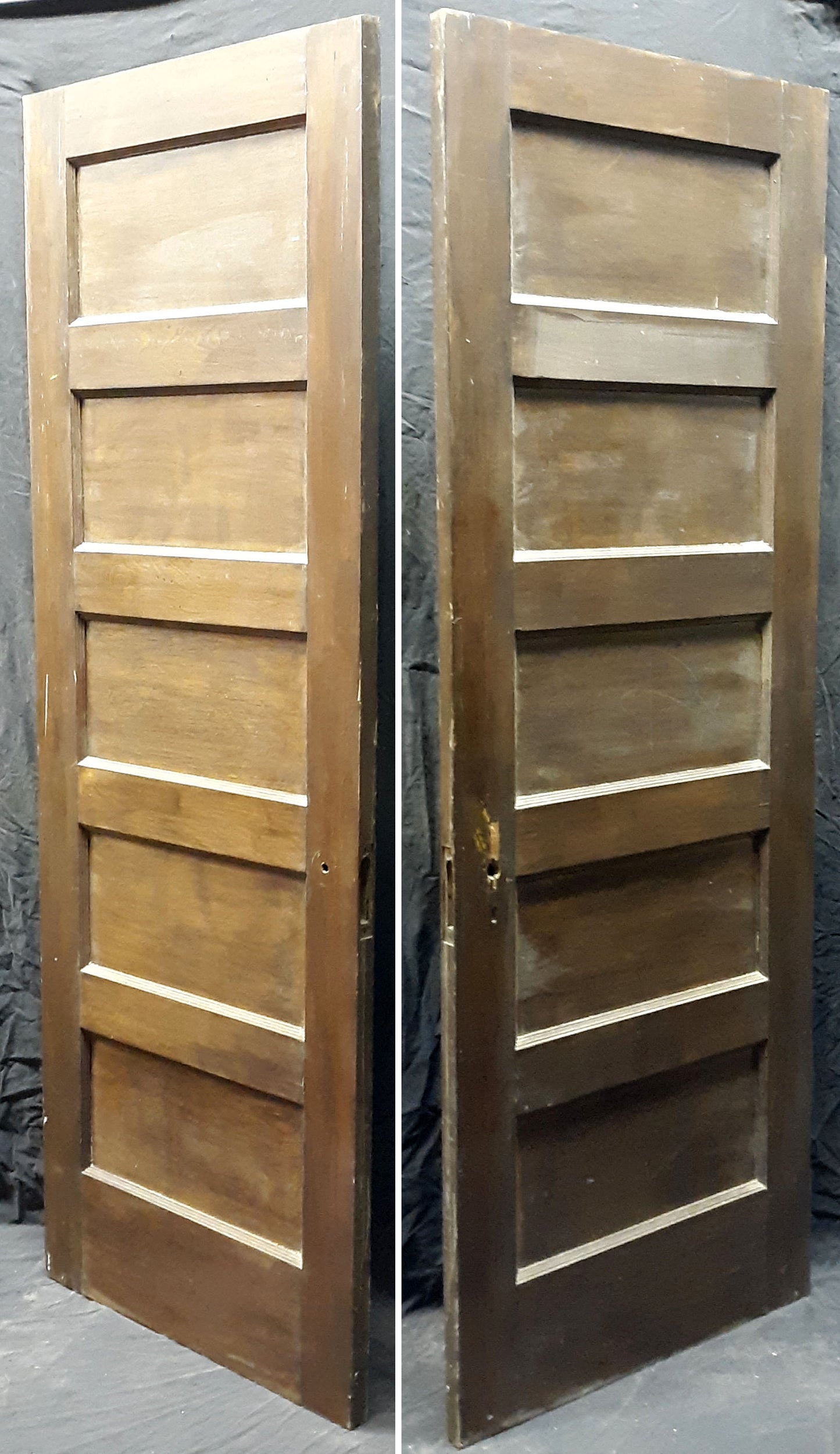 30"x80" Antique Vintage Old Salvaged SOLID Wood Wooden Interior Door 5 Panels