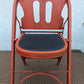 Set of 4 Antique Vintage Old "Solid Kumfort" Louis Rastetter Red Black Wood Wooden Foldable Fold Out Side Dining Accent Desk Chair Vinyl Fabric Seat