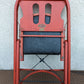 Set of 4 Antique Vintage Old "Solid Kumfort" Louis Rastetter Red Black Wood Wooden Foldable Fold Out Side Dining Accent Desk Chair Vinyl Fabric Seat