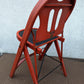 Set of 4 Antique Vintage Old "Solid Kumfort" Louis Rastetter Red Black Wood Wooden Foldable Fold Out Side Dining Accent Desk Chair Vinyl Fabric Seat