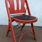 Set of 4 Antique Vintage Old "Solid Kumfort" Louis Rastetter Red Black Wood Wooden Foldable Fold Out Side Dining Accent Desk Chair Vinyl Fabric Seat