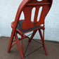 Set of 4 Antique Vintage Old "Solid Kumfort" Louis Rastetter Red Black Wood Wooden Foldable Fold Out Side Dining Accent Desk Chair Vinyl Fabric Seat
