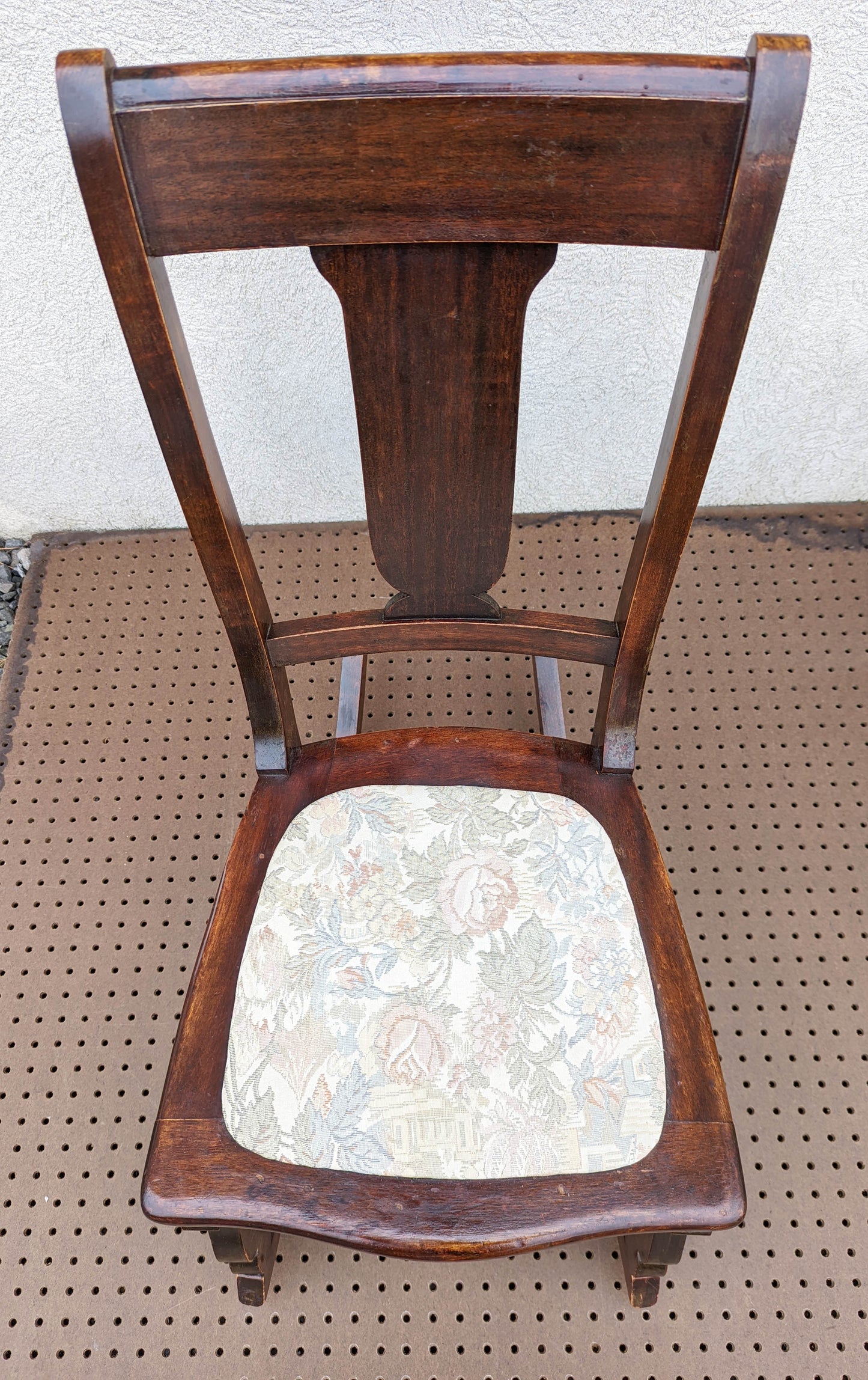Antique Vintage Old SOLID Walnut Wood Wooden Fabric Seat Cushion Child Childrens Kids Rocking Chair Rocker