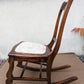 Antique Vintage Old SOLID Walnut Wood Wooden Fabric Seat Cushion Child Childrens Kids Rocking Chair Rocker