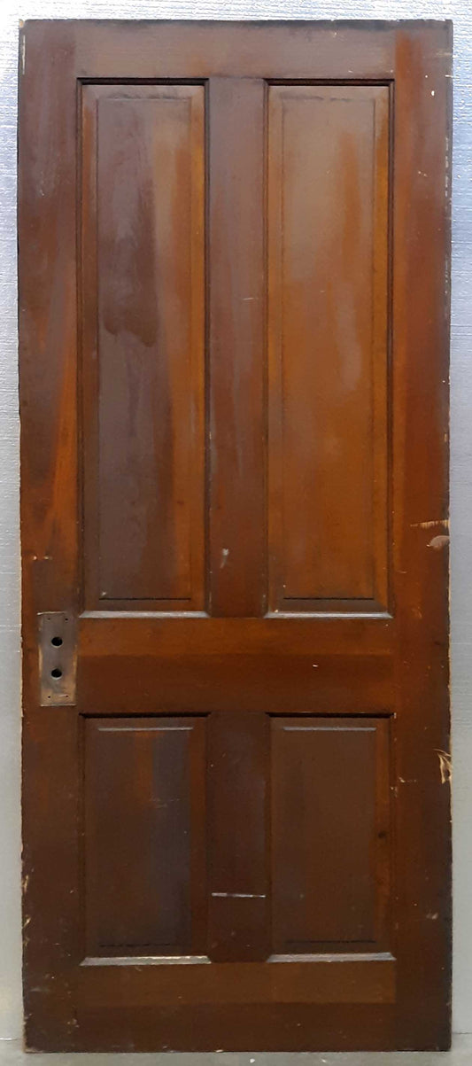 30"x77" Antique Vintage Old Victorian Interior SOLID Wood Wooden Door 4 Panels