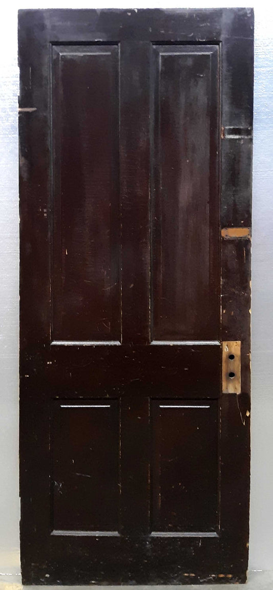 30"x77" Antique Vintage Old Victorian Interior SOLID Wood Wooden Door 4 Panels