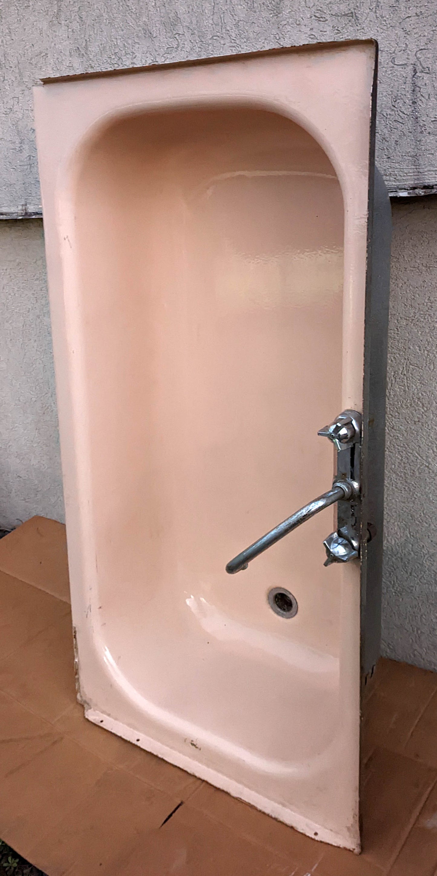 54"x27" Vintage Antique Old Salvaged Reclaimed Pink Peach Porcelain Steel Single Basin Bowl Sink Wash Tub