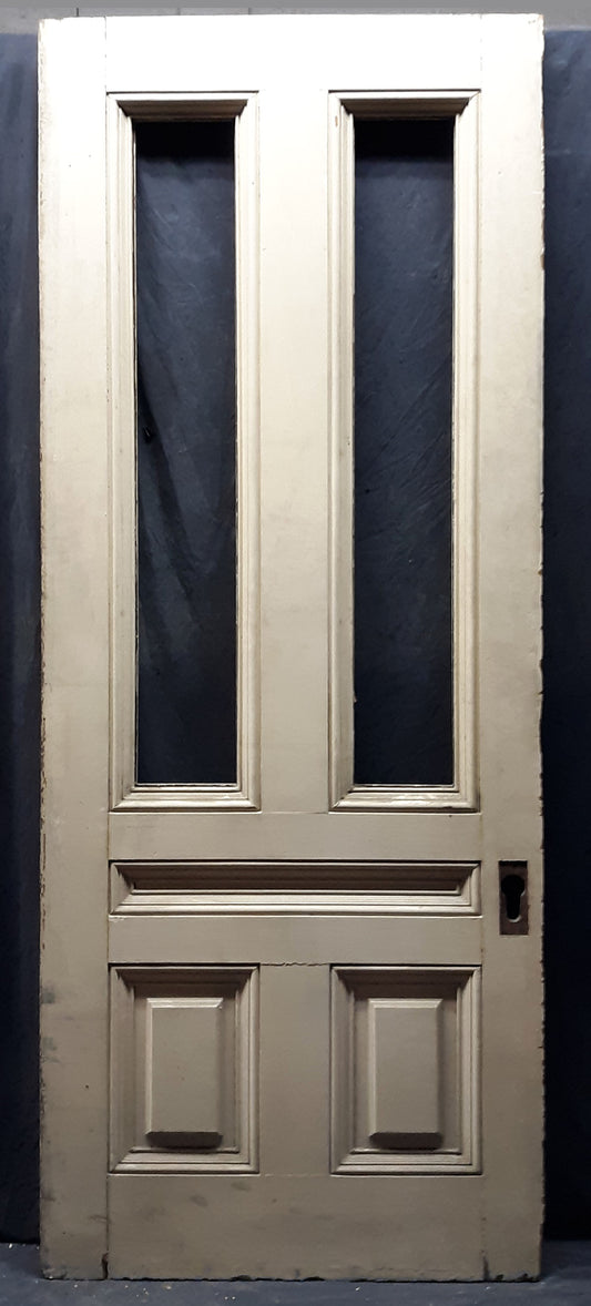 75"x96"x3" Pair Antique Vintage Old Reclaimed Salvaged Victorian SOLID Wood Wooden Interior Exterior Pocket Sliding Double Doors 4 Windows 3 Panels