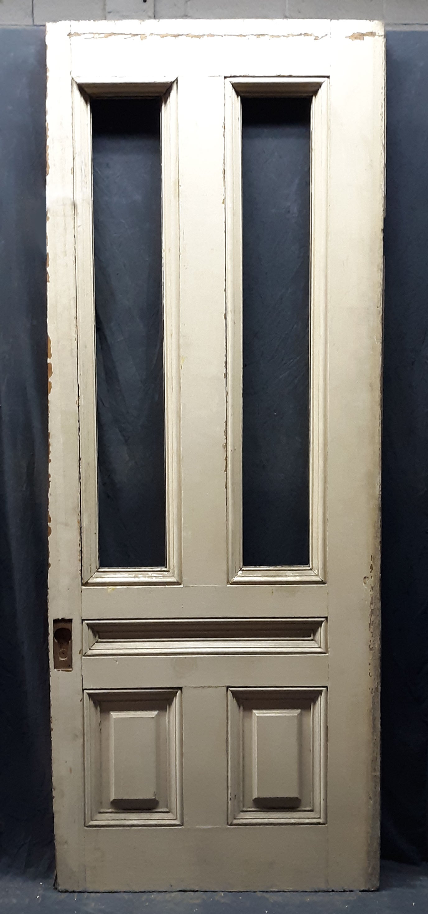 75"x96"x3" Pair Antique Vintage Old Reclaimed Salvaged Victorian SOLID Wood Wooden Interior Exterior Pocket Sliding Double Doors 4 Windows 3 Panels