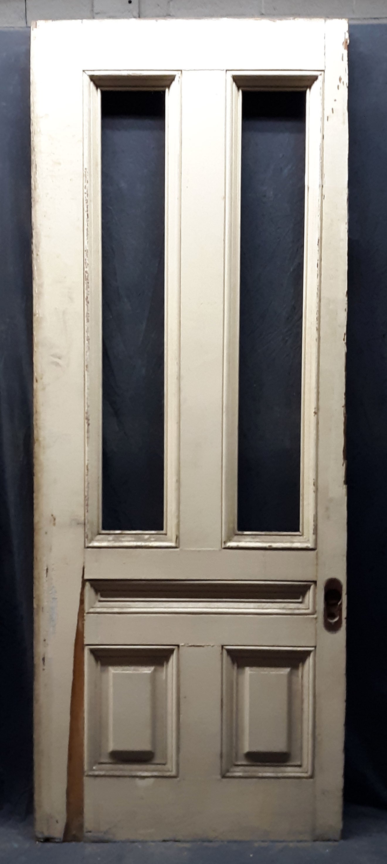 75"x96"x3" Pair Antique Vintage Old Reclaimed Salvaged Victorian SOLID Wood Wooden Interior Exterior Pocket Sliding Double Doors 4 Windows 3 Panels
