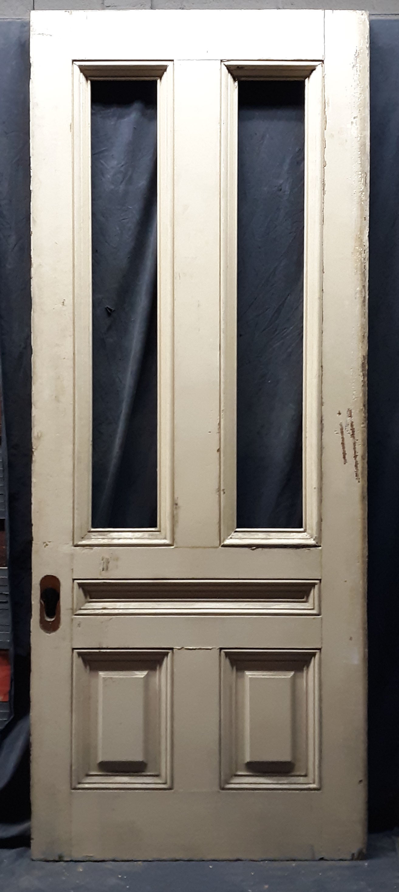 75"x96"x3" Pair Antique Vintage Old Reclaimed Salvaged Victorian SOLID Wood Wooden Interior Exterior Pocket Sliding Double Doors 4 Windows 3 Panels