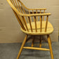 Wide Vintage Antique Old Rustic Solid Maple Wood Wooden Spindle Back Dining Side Accent Arm Chair Armchair Saddle Seat Made in Yugoslavia