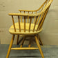 Wide Vintage Antique Old Rustic Solid Maple Wood Wooden Spindle Back Dining Side Accent Arm Chair Armchair Saddle Seat Made in Yugoslavia