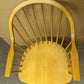 Wide Vintage Antique Old Rustic Solid Maple Wood Wooden Spindle Back Dining Side Accent Arm Chair Armchair Saddle Seat Made in Yugoslavia