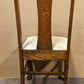 Antique Vintage Old SOLID Oak Wood Wooden Side Dining Desk Chair Fabric Seat Mission Arts & Crafts Style