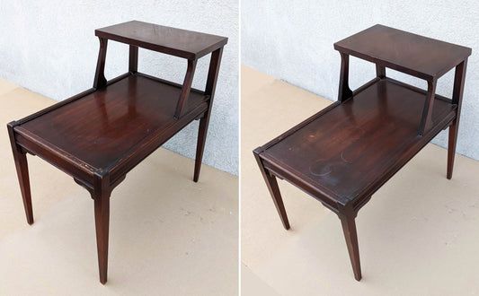 Pair of Antique Vintage Old Mid Century SOLID Mahogany Wood Wooden End Side Occasional Accent Lamp Tables Night Stand Nightstands