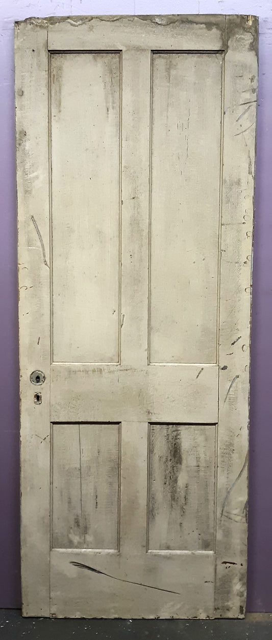 30"x78" Antique Vintage Old Reclaimed Salvaged Victorian SOLID Wood Wooden Interior Door 4 Panels