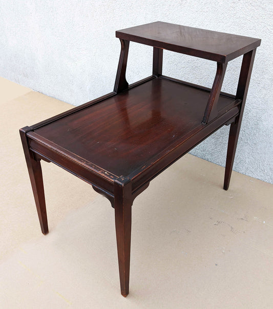 Pair of Antique Vintage Old Mid Century SOLID Mahogany Wood Wooden End Side Occasional Accent Lamp Tables Night Stand Nightstands