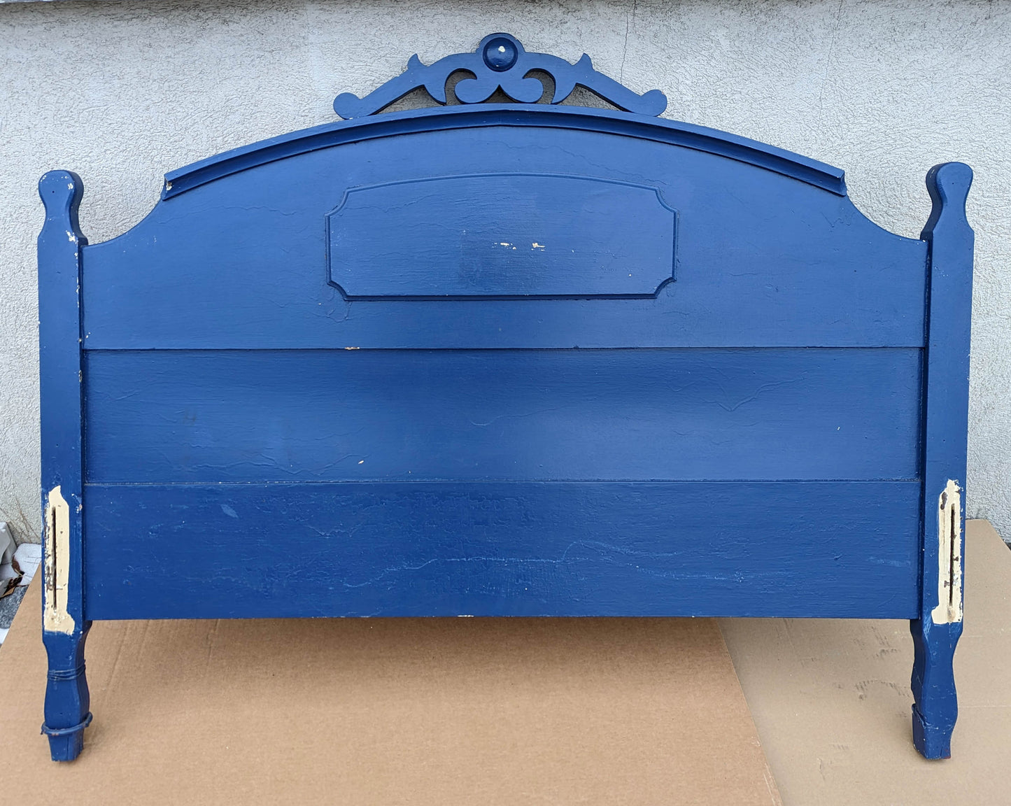 Blue Antique Vintage Old Salvaged Reclaimed Victorian Style SOLID Wood Wooden Full Size Bed Frame Head Foot Board Headboard Pair