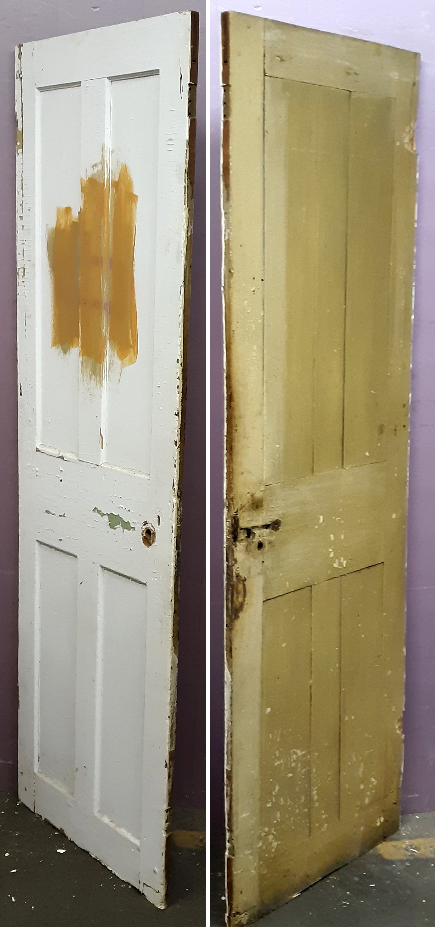 24"x76" Antique Vintage Old Reclaimed Salvaged Victorian SOLID Wood Wooden Interior Door 4 Panels