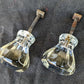 Pair BIG Vintage Antique Old Reclaimed Salvaged Hexagon Glass Dresser Drawer Furniture Knob Pull Handle