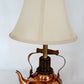 Vintage Art & Crafts Lamp Copper Brass Repurposed Teapot Kettle Handle Harp Country VTG