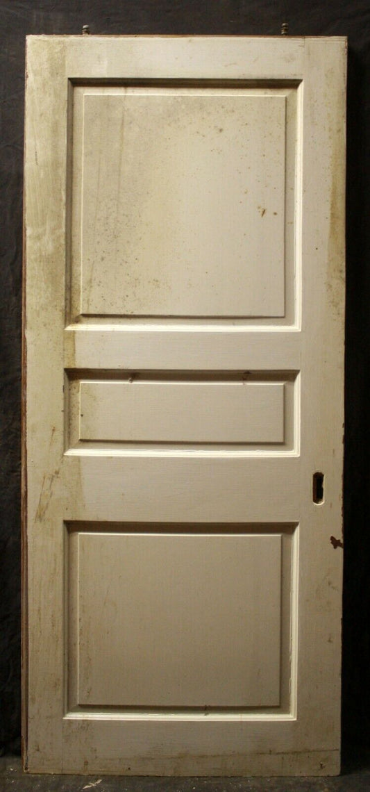 32"x79" Vintage Antique Old Reclaimed Salvaged SOLID Wood Wooden Sliding Pocket Door Recessed Panels