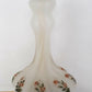 Unique Bulbous Mellow Shape Tall Lamp Frosted Glass Rose Pattern Brass w/ Harp