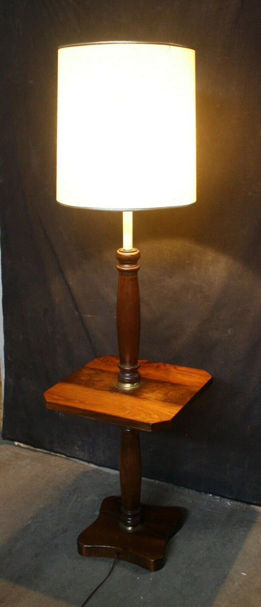 Vintage Antique Solid Wood Wooden Floor Lamp Light Side End Accent Sofa Table