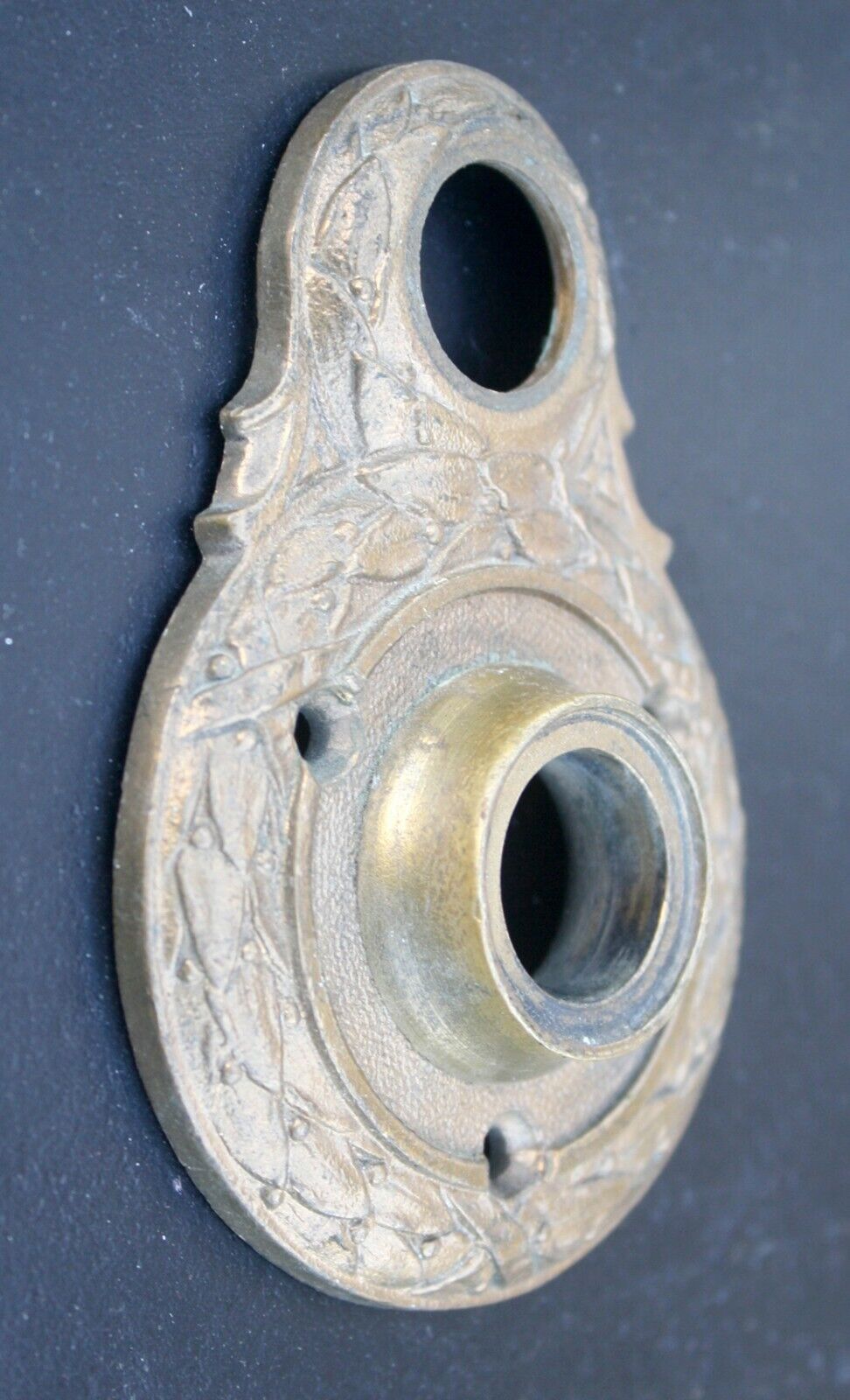 2.5"x3.5" Antique Vintage Old Reclaimed Salvaged Cast Bronze Door Knob Doorknob Bell Ringer Plate