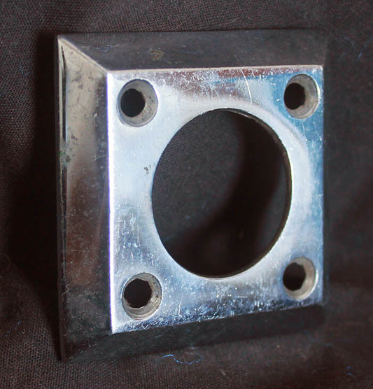 3 available 2.5"x2.5" Vintage NOS Antique Old Reclaimed Salvaged Chrome Door Cylinder Mortise Key Hole Plate
