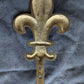Vintage Antique Old Reclaimed Salvaged Solid Brass Fleur De Lis Coat Towel Hook Door Wall Mount