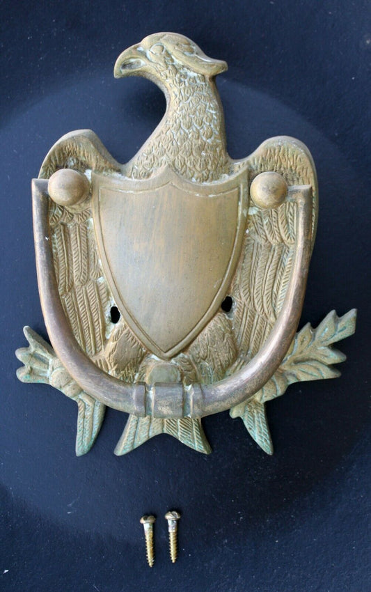 HUGE Vintage Antique Old Reclaimed Salvaged American Eagle SOLID Cast Brass Door Knocker Rapper