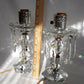 Pair Lamps Hand Cut Imported Lead Crystal w/Dangling Icicle Crystal Prisms VTG