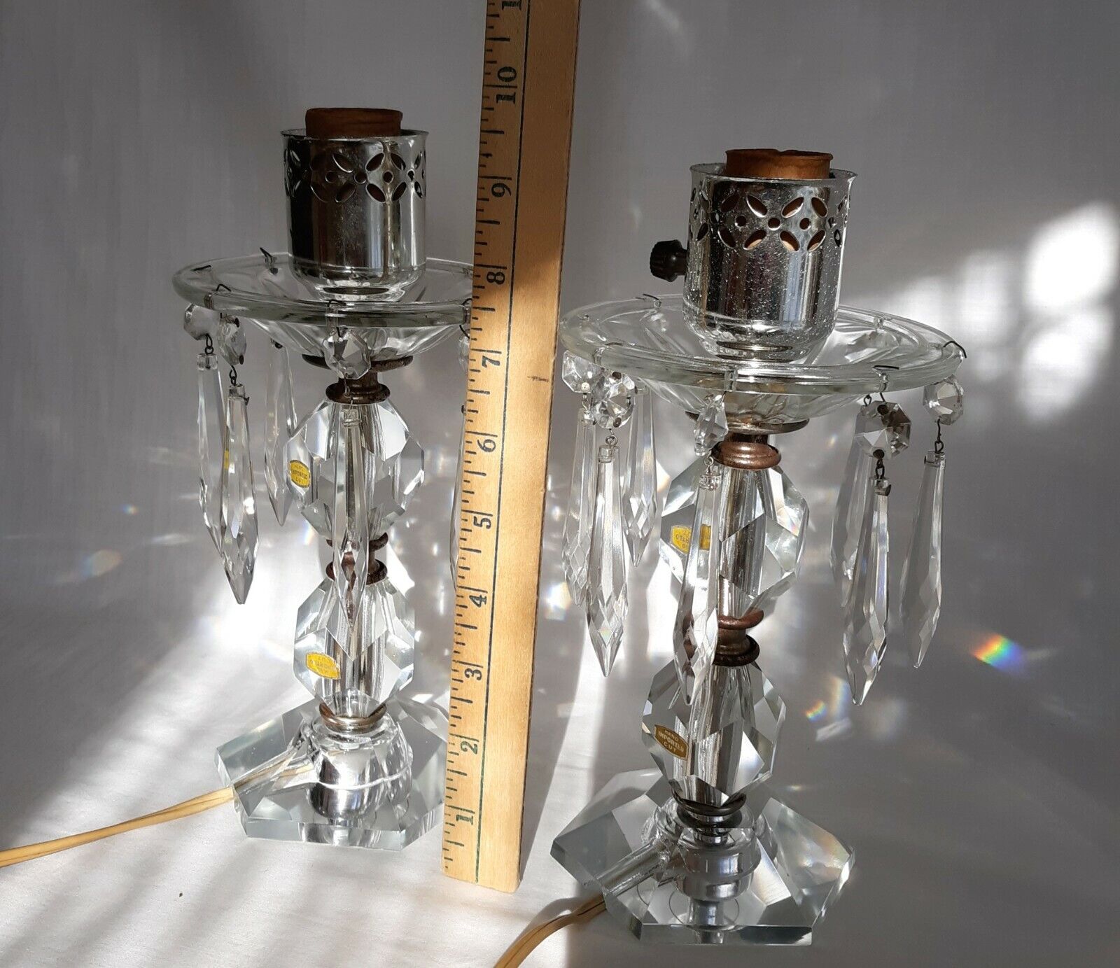 Hand-Cut Crystal Glass Hurricane Lantern, Large
