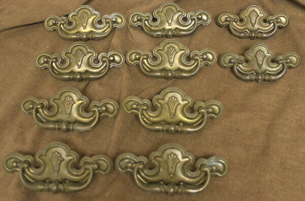 10 available Vintage Old Salvaged Reclaimed Metal Empire Patina Drawer Cabinet Furniture Door Pull Handle Plate