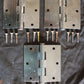 Cleaned Set 3 Vintage 3.5"x3.5" Old Reclaimed Salvaged Steel Butt Flat Top Finial Exterior Door Hinges