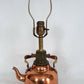 Vintage Art & Crafts Lamp Copper Brass Repurposed Teapot Kettle Handle Harp Country VTG