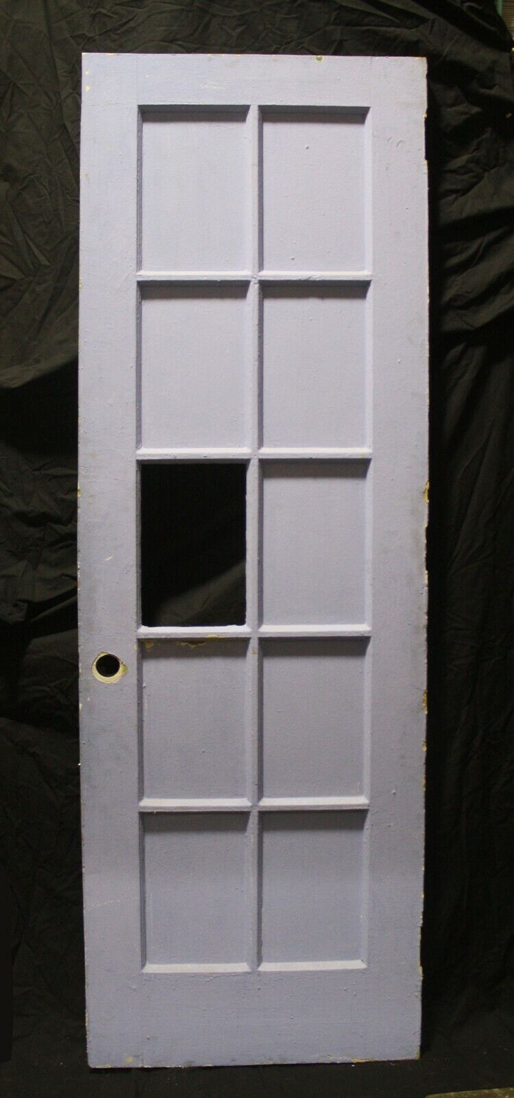 30"x94"x2 Antique Vintage Old Reclaimed Salvaged Wooden Wood Exterior Entry French Door 10 Window Glass