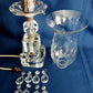 Vintage Art Deco Stacked Cut Lead Crystal Glass Lamp w/Dangling Crystals Glass Lampshade