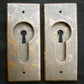 BIG! Pair Antique Vintage Old Reclaimed Salvaged SOLID Cast Bronze Brass Pocket Door Key Plate Pull