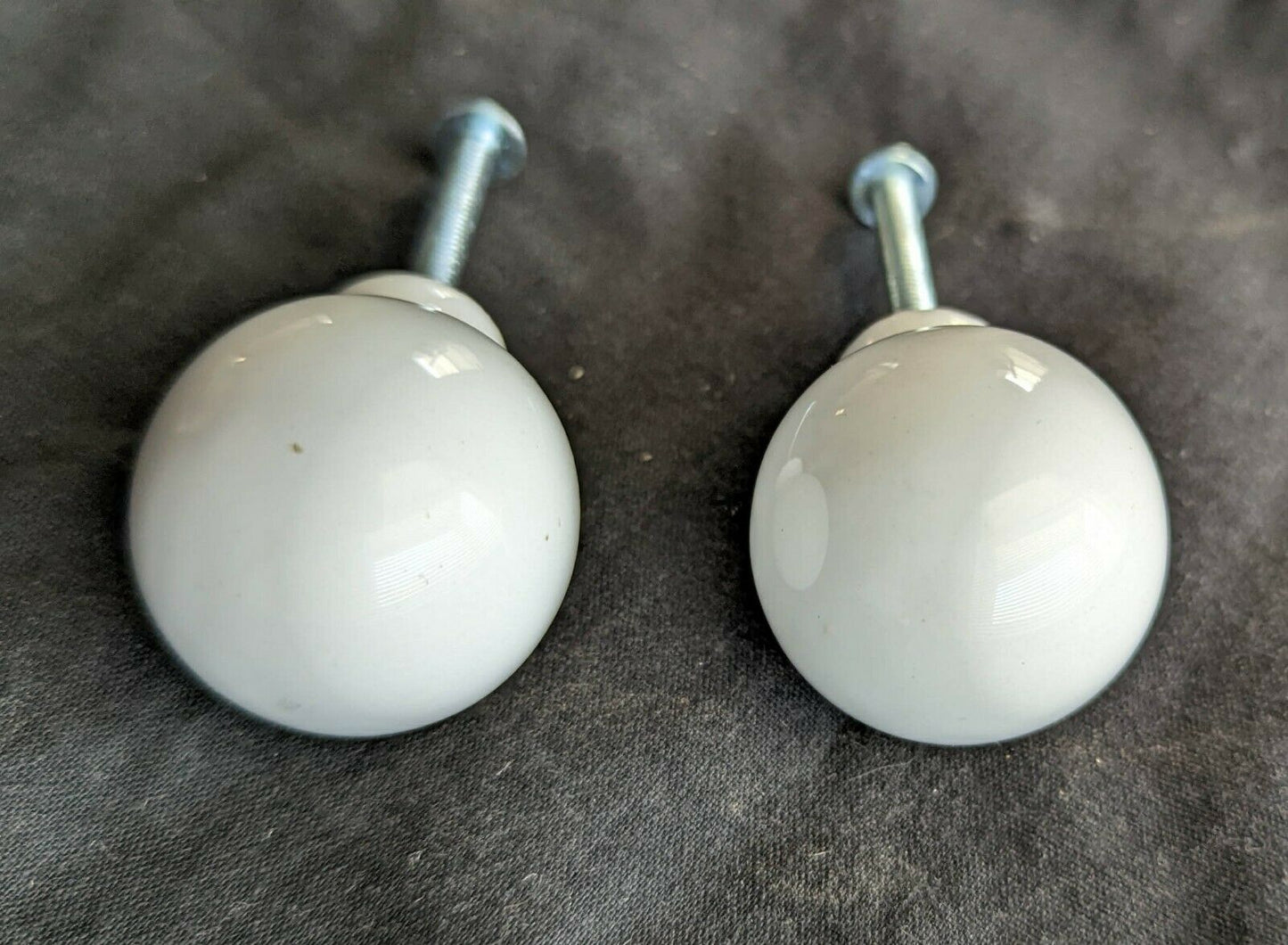12 Pairs available Vintage Old Reclaimed Salvaged Round White Ceramic Dresser Drawer Furniture Knob Pull Handle
