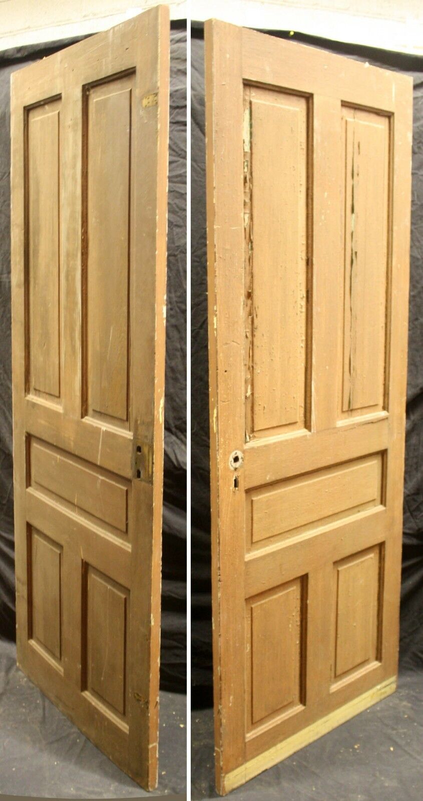 30"x77" Antique Vintage Old Reclaimed Salvaged Victorian Interior SOLID Wood Wooden Door 5 Panels