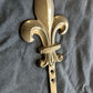 Vintage Antique Old Reclaimed Salvaged Solid Brass Fleur De Lis Coat Towel Hook Door Wall Mount