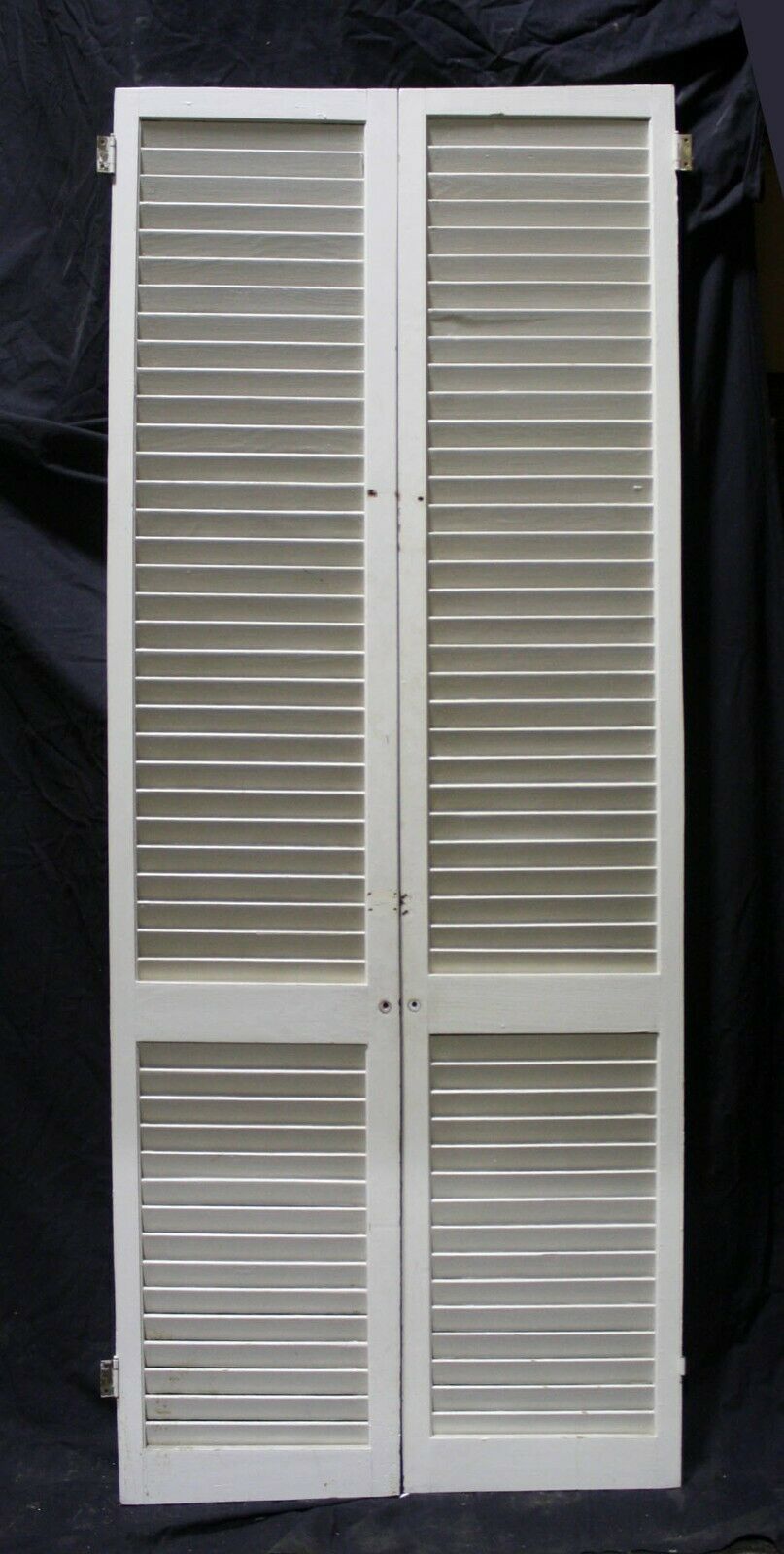 30"x77" Pair Vintage Antique Old Reclaimed Salvaged Wood Wooden Interior Closet Double Doors Louver