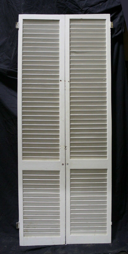 30"x77" Pair Vintage Antique Old Reclaimed Salvaged Wood Wooden Interior Closet Double Doors Louver