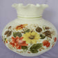 GWTW Style Lamp Milk Glass Globe Shade Painted Wild Flowers 3 Way w/Chimney VTG