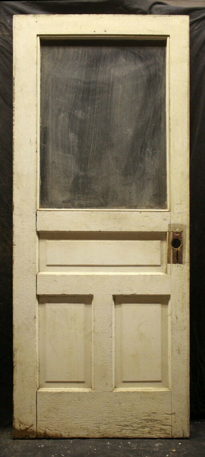 31.5"x80"x1.75" Antique Vintage Old Reclaimed Salvaged Wood Wooden Entry Exterior Door Window Wavy Glass